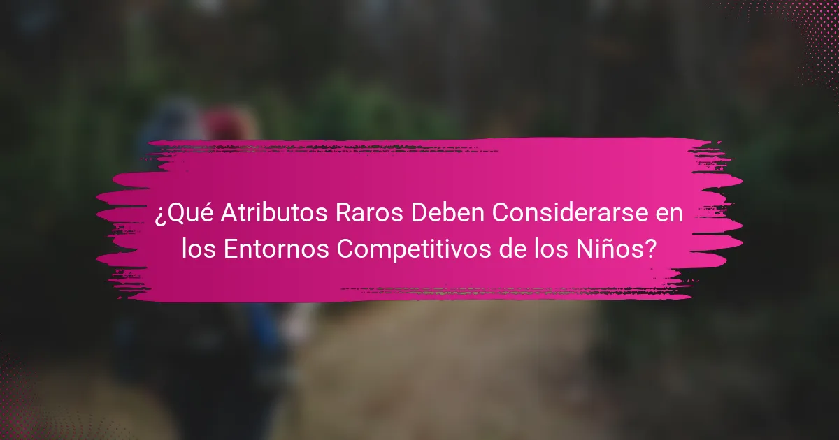 ¿Qué Atributos Raros Deben Considerarse en los Entornos Competitivos de los Niños?